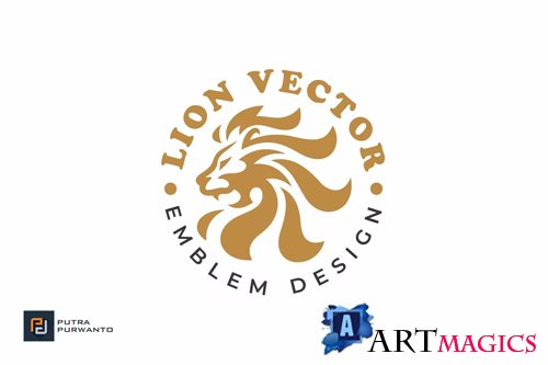 Roaring Lion Circle Emblem Logo