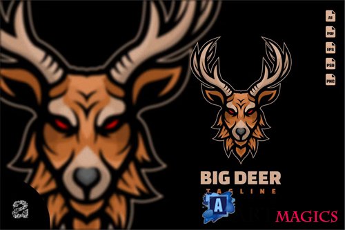 Deer Head Character Mascot Logo