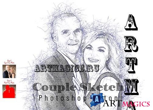 Couple Sketch Photoshop Action - 7282502