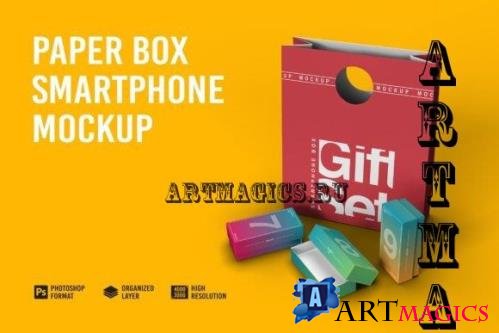 Paper Box Smartphone Mockup