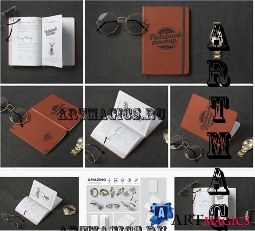 A5 Leather Notebook Mockups - 7265245