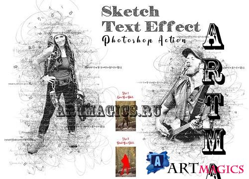 Sketch Text Effect Photoshop Action - 7311369