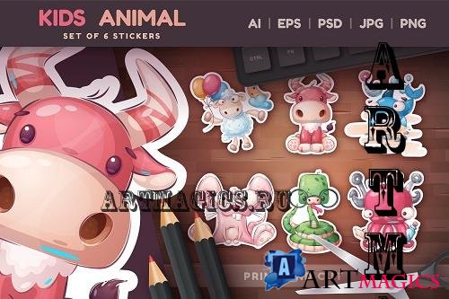 Cute Animals Bundle, Cartoon Sticker - 7322547
