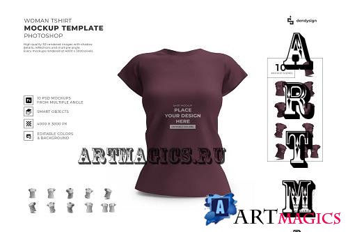 Woman Shirt Mockup Template Set - 2022602