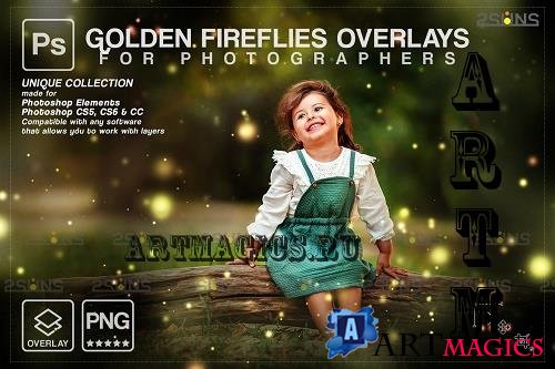 Gold Fireflies Photoshop overlay V3 - 7394481