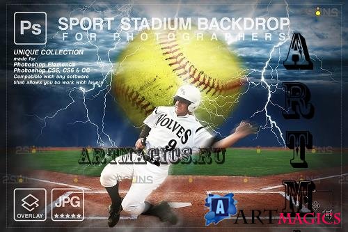 Softball Backdrop Sports Digital V38 - 7394683