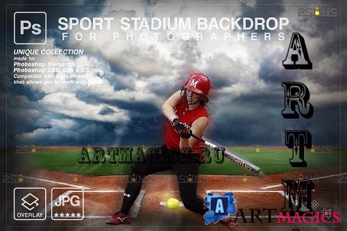 Softball Backdrop Sports Digital V54 - 7395093