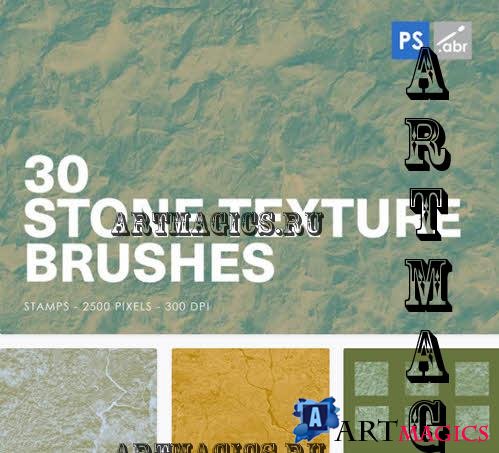 30 Stone Texture Photoshop Brushes