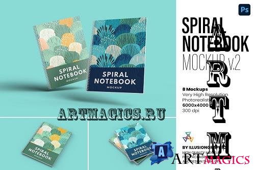 Spiral Notebook Mockup v2 - 8 views - 7465931