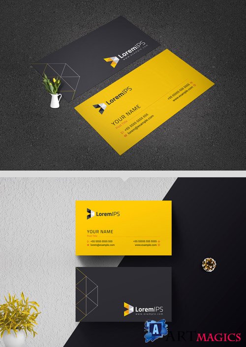 Black and Yellow Business Card Layout 221205779