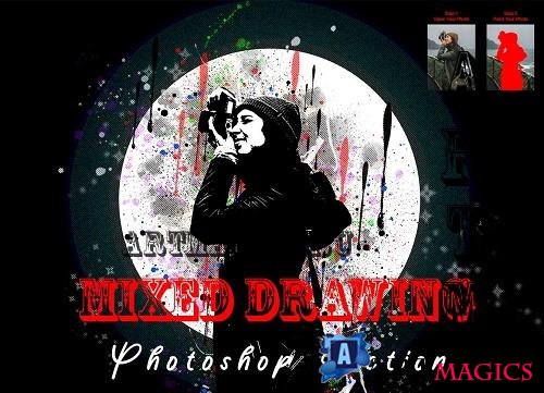 Mixed Drawing Photoshop Action - 7489127