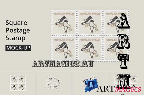 Square Postage Stamp Mockup - VN7R8B2