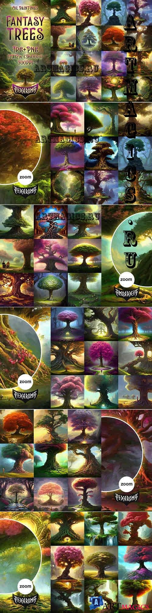 100 Fantasy Trees - Oil Painting Art - 7556701