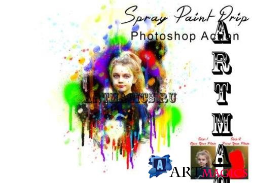Spray Paint Drip Photoshop Action - 7802947