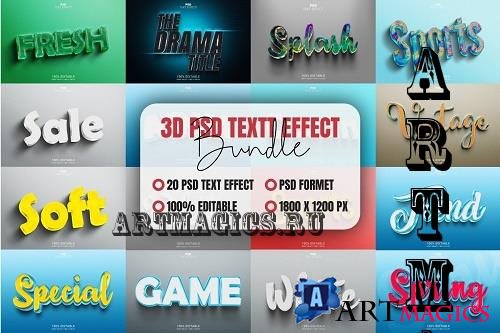 Editable 3D PSD Text Effect Bundle Vol-6