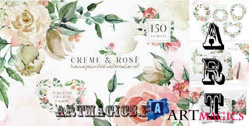 Creme & Rose Watercolor Set - 2749212
