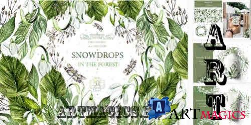Watercolor Spring Snowdrops - 4390425