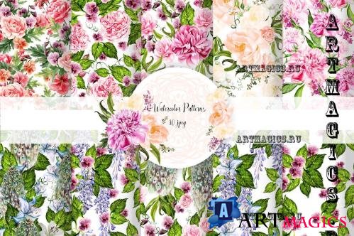 10 Hand Drawn Watercolor Patterns - 5119909