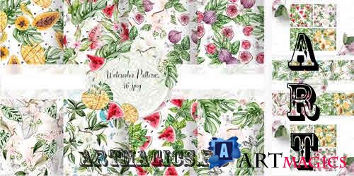 Watercolor Tropical Patterns - 6225515