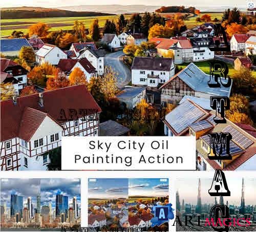 Sky City Oil Painting Action - QHE342T