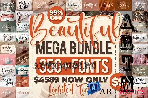 Beautiful Fonts Mega Bundle - 353 Premium Fonts