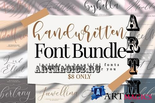 Handwritten Font Bundle -  21 Premium Fonts