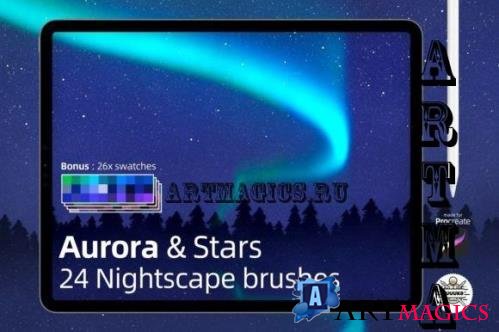 Aurora & stars brushes for procreate - 7319128