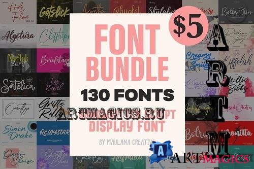 Font Bundle - Handwritten Script Display - 130 Premium Fonts