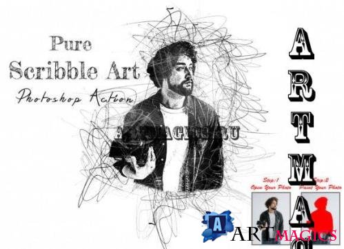 Pure Scribble Art Photoshop Action - 10248432