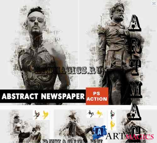 Abstract Newspaper Photoshop Action - 40124356