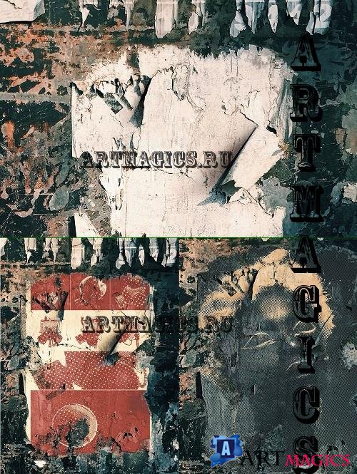 Torn Grunge Poster Wall Mockup psd Template