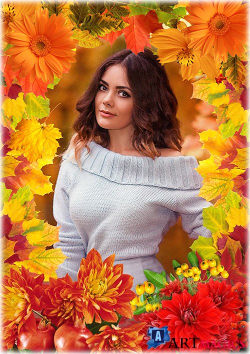 Осенняя рамка для фотографии - Цветы осени