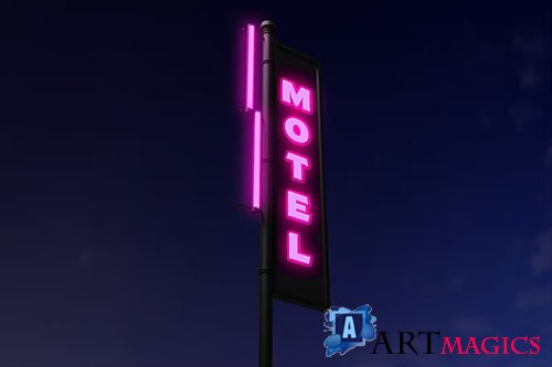Motel Neon Mockup PSD