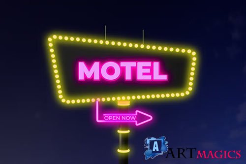 Neon Motel Sign Mockup PSD