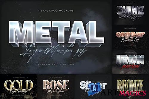 Shining Metal Logo Mockups PSD