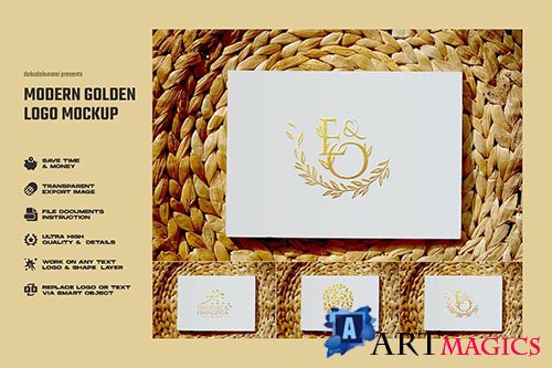 Golden Logo Mockup PSD