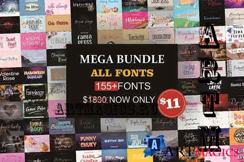 Mega Fonts Bundle - 158 Premium Fonts