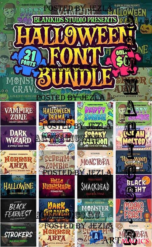 Halloween Font Bundle - 21 Premium Fonts