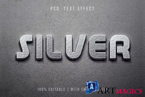 3D Silver Text effect - Template Editable PSD