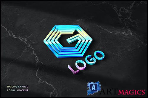 Holographic Logo Mockup PSD