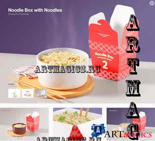 Noodle Box with Noodles Mockup - J6GZ9AK