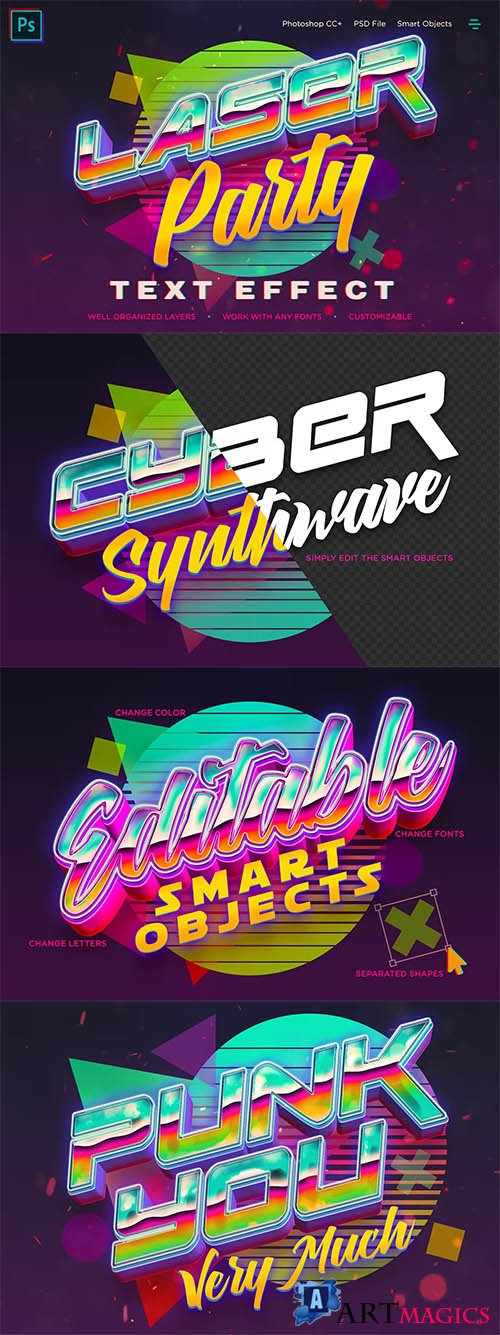 Synthwave Retro Vibrant 3D Text Effects