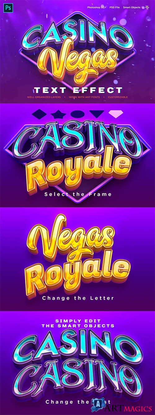 Realistic Casino Logo Style 3D Text Effects