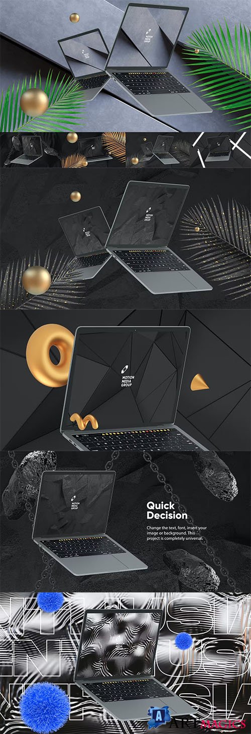 10 Black Laptop Mockups