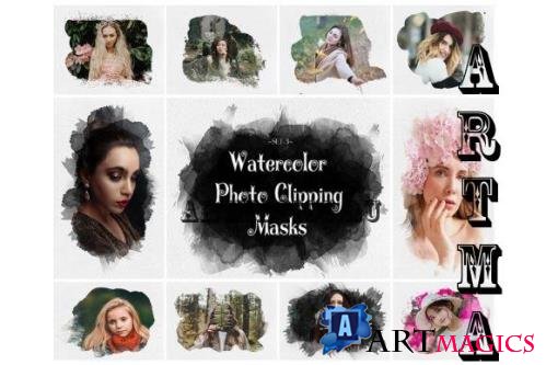 Watercolor Photo Clipping Masks, Photoshop Overlays, Clipart - 2264210