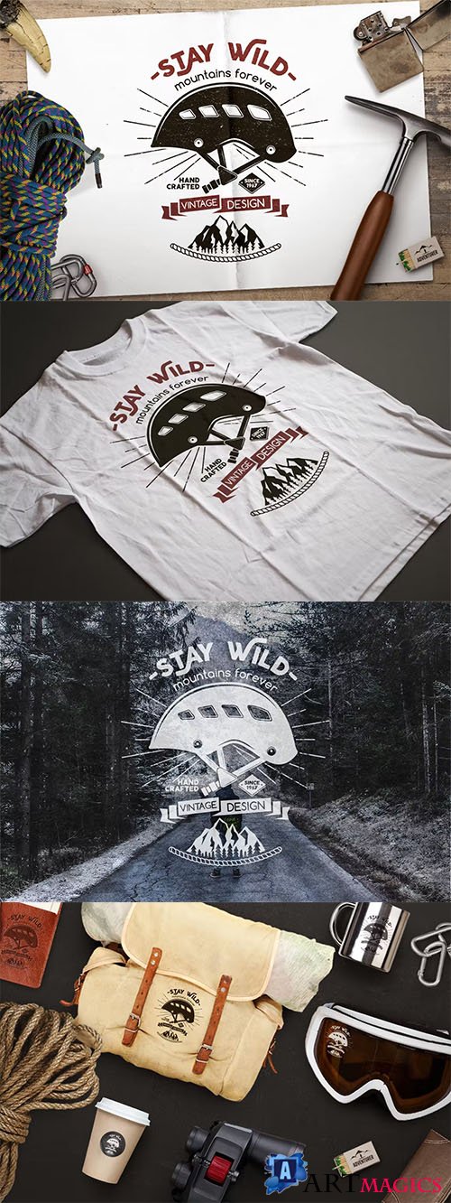 Stay Wild Badge Vintage Logo Branding Design