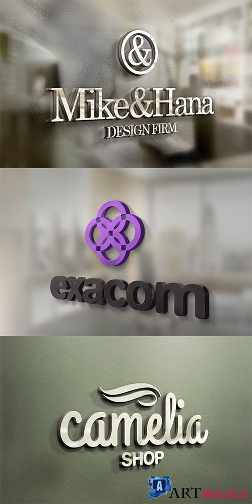 3D Logo Sign Mock-ups