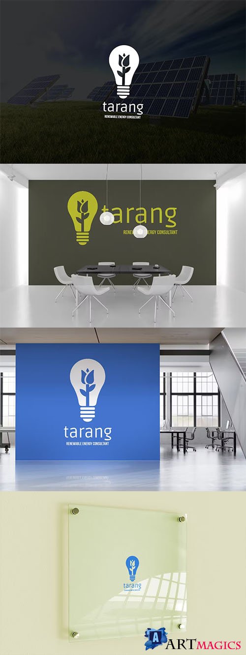 Tarang Negative Space Green Energy Logo
