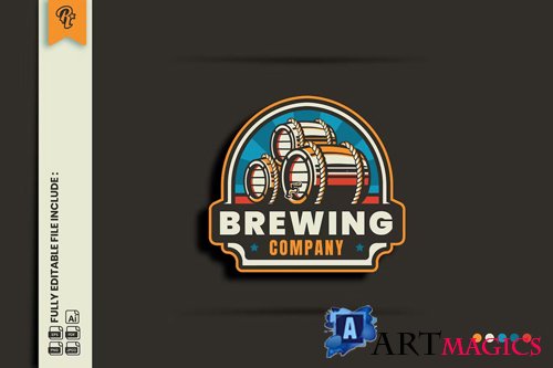 Retro Brewing Badge Logo PNG