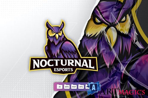 Nocturnal Bird Mascot Logo Design